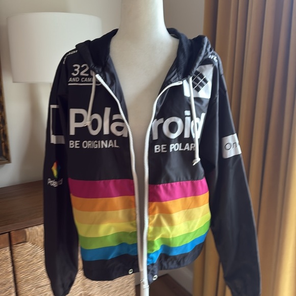 Polaroid Black windbreaker Jacket with Multicolor Stripes - Picture 8 of 9